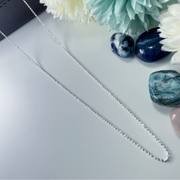 Natural Larimar CZ Diamond Dainty Sparkly Pendant Necklace Sterling Silver 925 - Picture 9 of 13